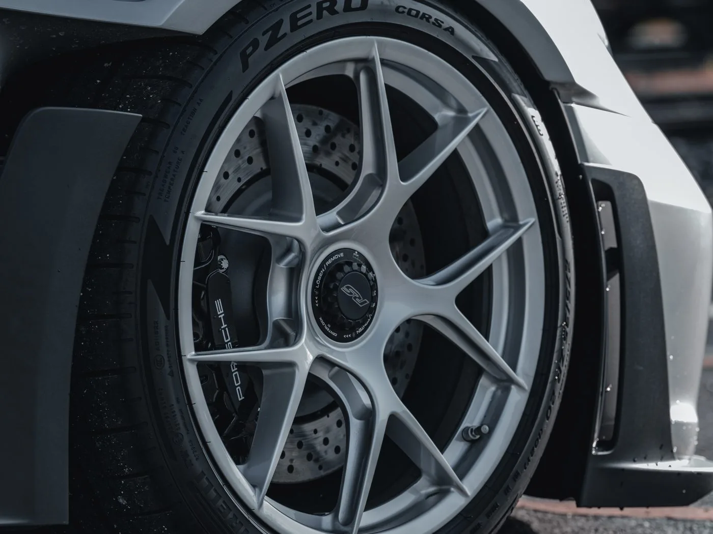 Détail de roue et disque, Porsche GT3 RS